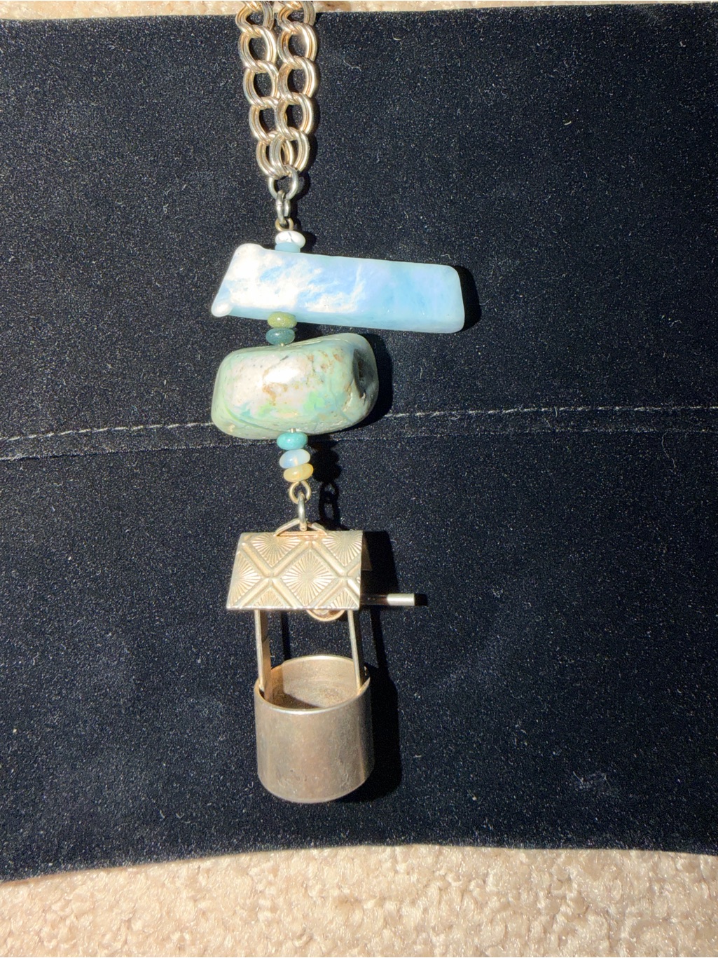 Vintage Handmade Wishing Well Turquoise And All Genuine Stones And Crystals